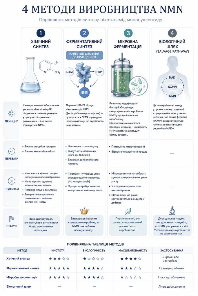 4 методи виробництва NMN