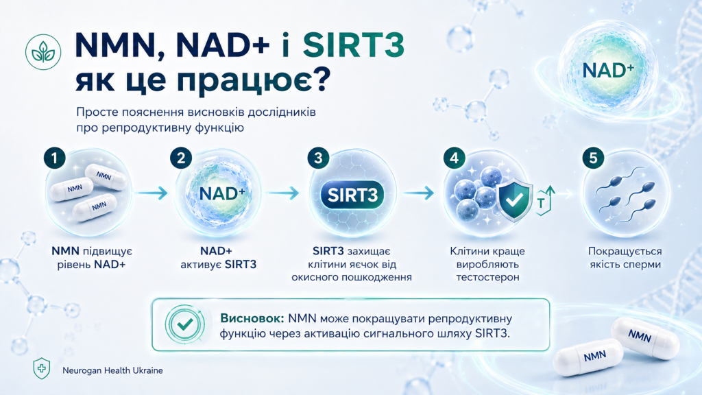 інфографіка NMN та тестостерон дослідження 2024 року